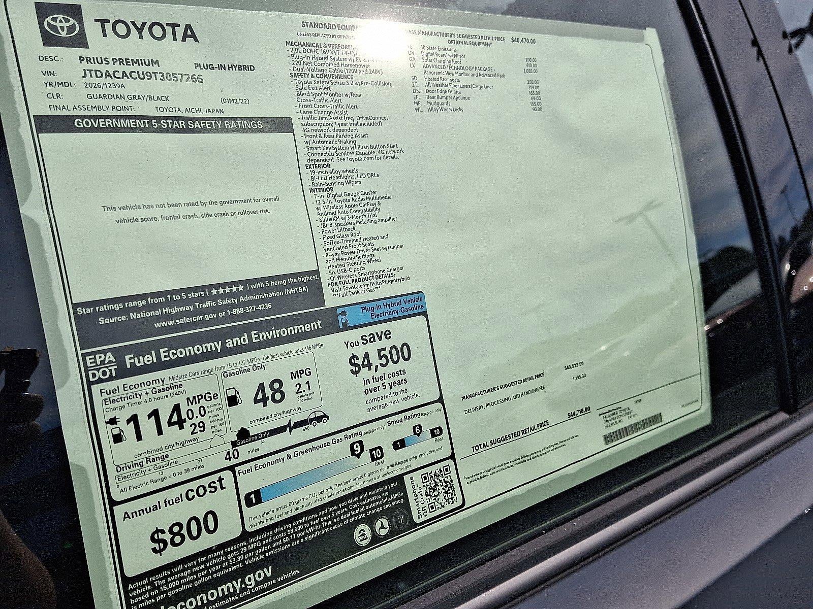 2026 Toyota Prius Plug-In Hybrid Nightshade (Natl)