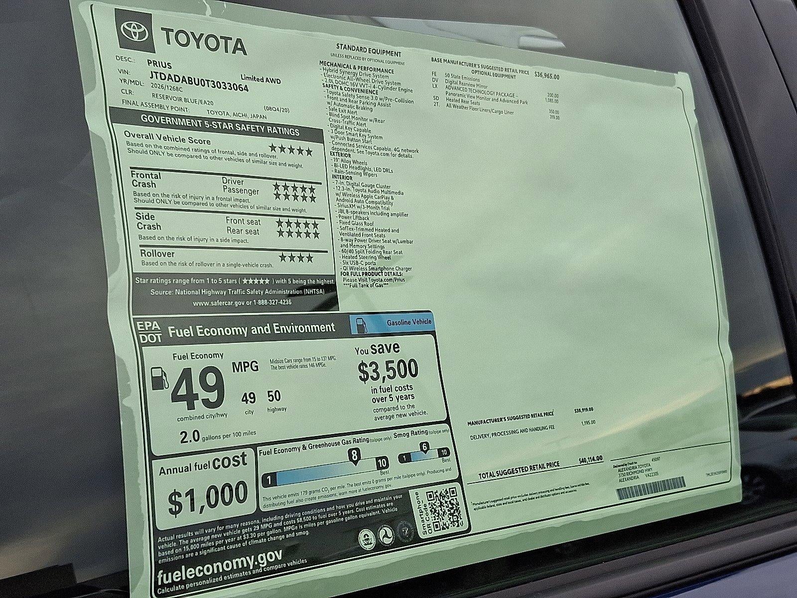 2026 Toyota Prius LE AWD (Natl)