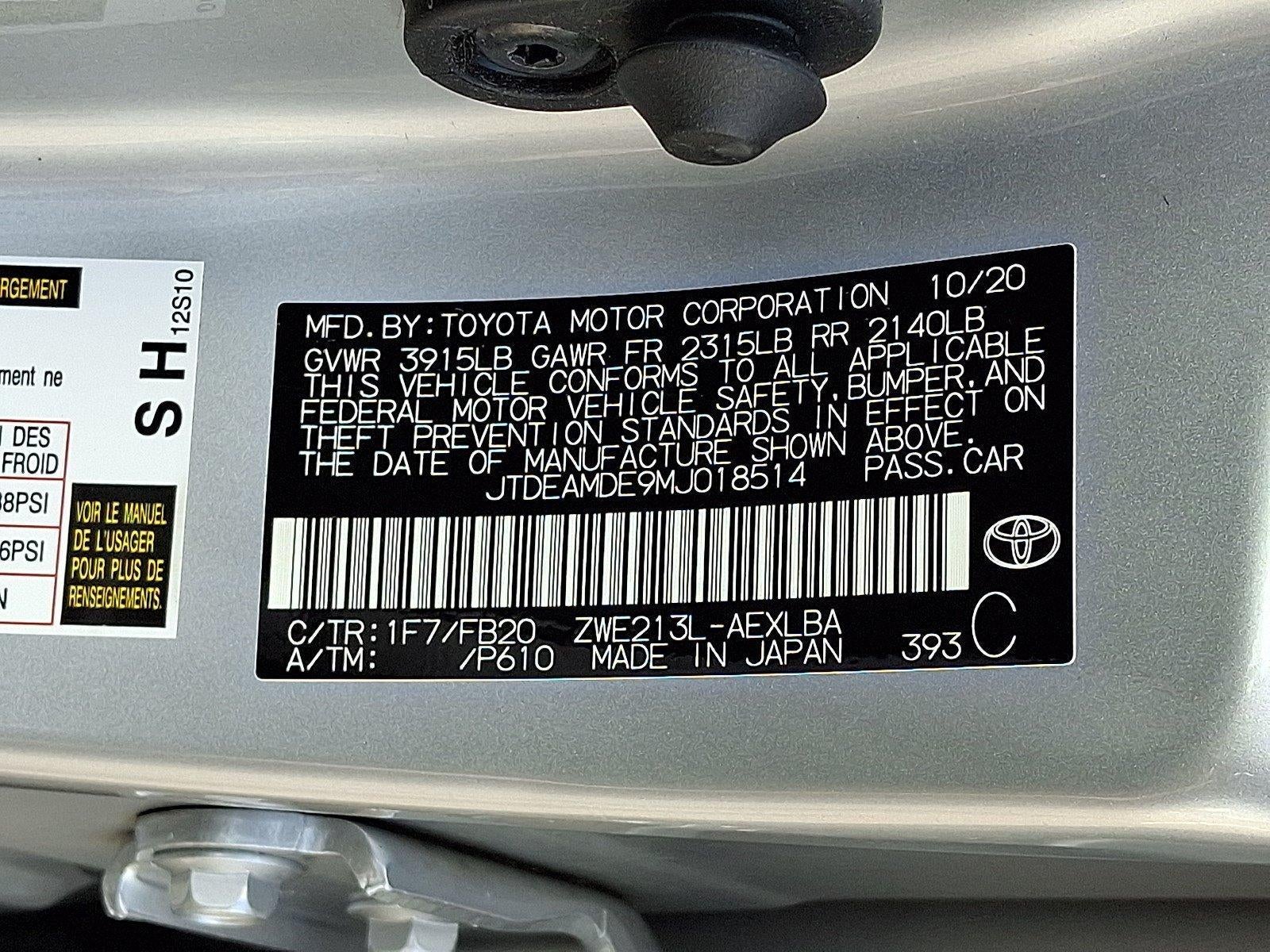 2021 Toyota Corolla Hybrid LE CVT (Natl)
