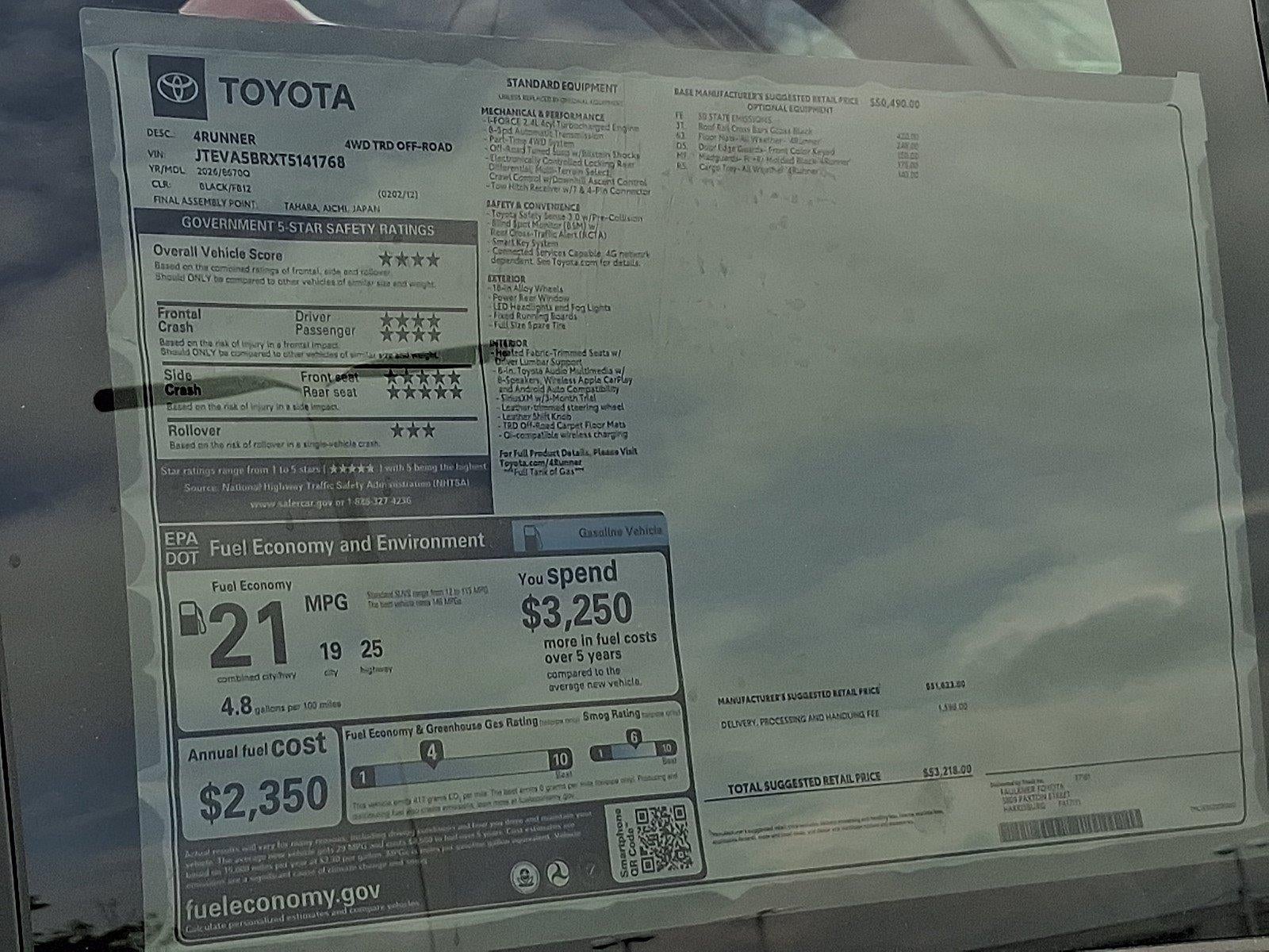 2026 Toyota 4Runner TRD Off Road 4WD (Natl)