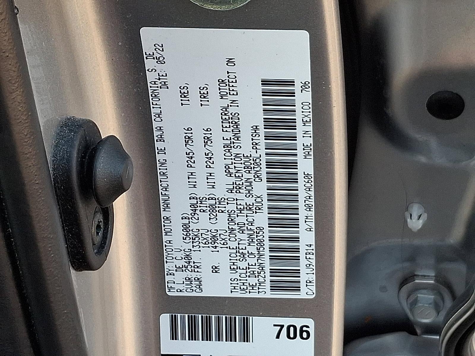 2022 Toyota Tacoma 4WD 4WD SR Double Cab 5' Bed V6 AT (GS)