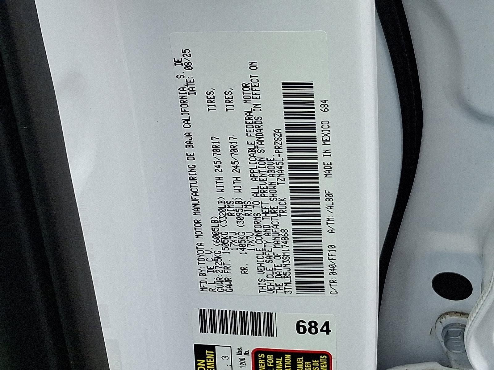 2025 Toyota Tacoma 4WD 4WD SR Double Cab 5' Bed AT (GS)