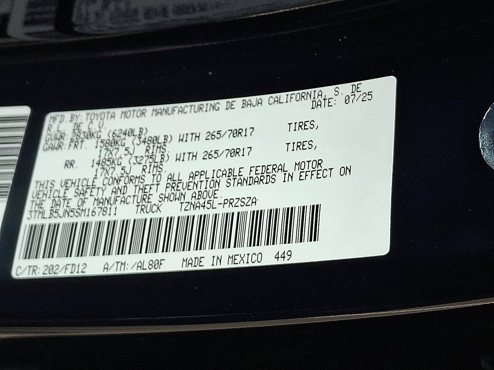 2025 Toyota Tacoma 4WD 4WD Limited Double Cab 5' Bed AT (Natl)