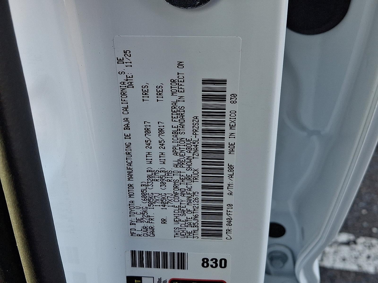 2026 Toyota Tacoma 4WD 4WD SR5 Double Cab 5' Bed AT (GS)