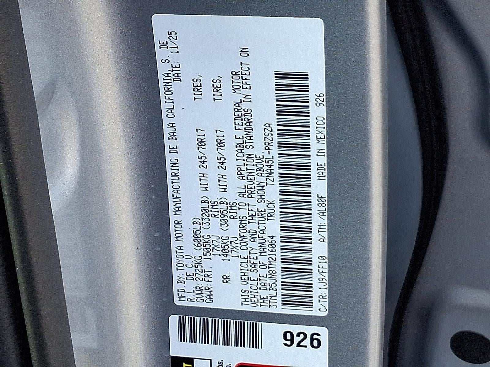 2026 Toyota Tacoma 4WD 4WD SR5 Double Cab 5' Bed AT (GS)