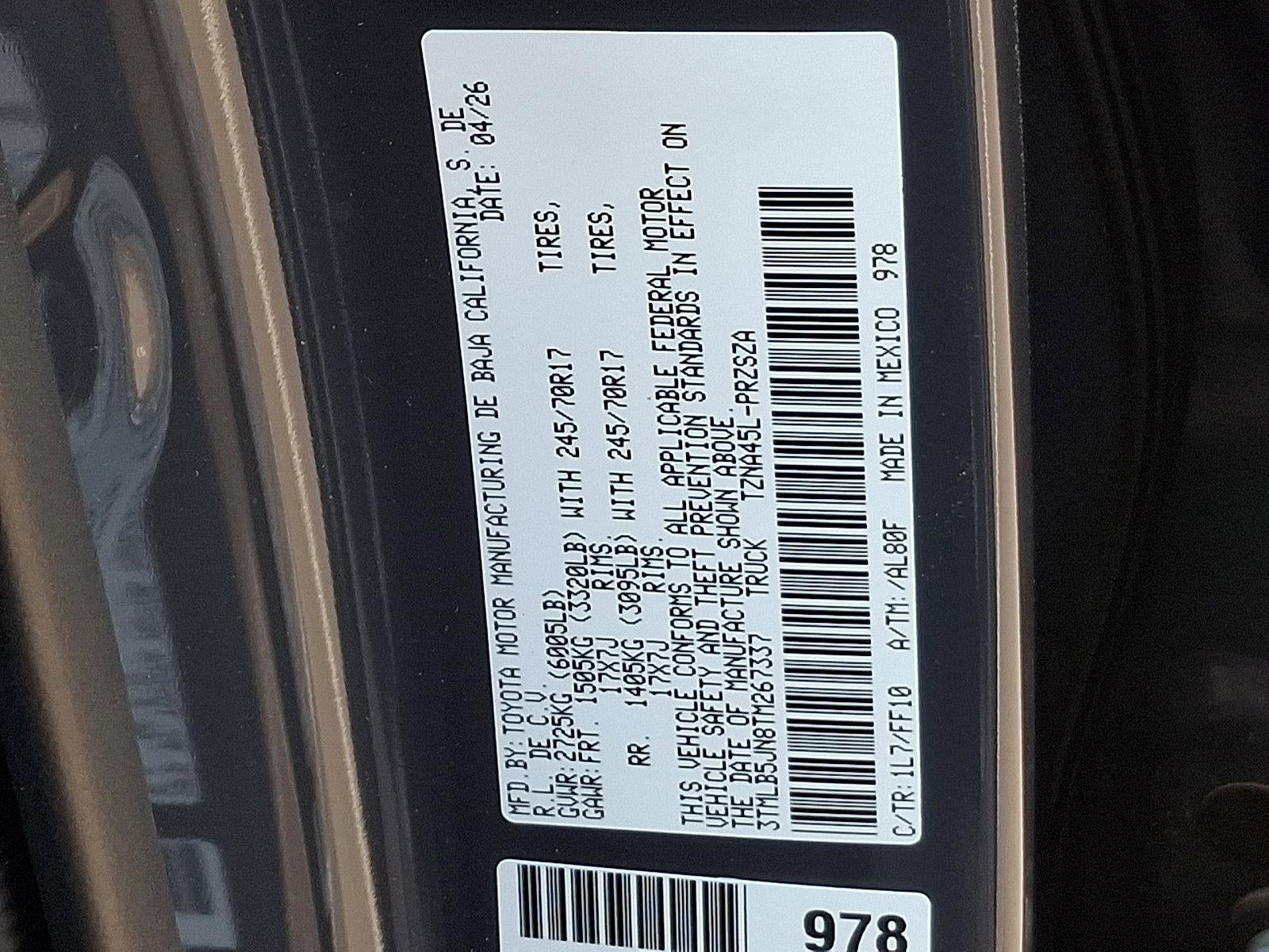 2026 Toyota Tacoma 4WD 4WD SR5 Double Cab 5' Bed AT (GS)