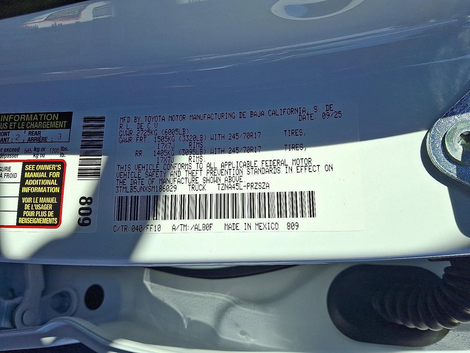 2025 Toyota Tacoma 4WD 4WD SR5 Double Cab 5' Bed AT (GS)