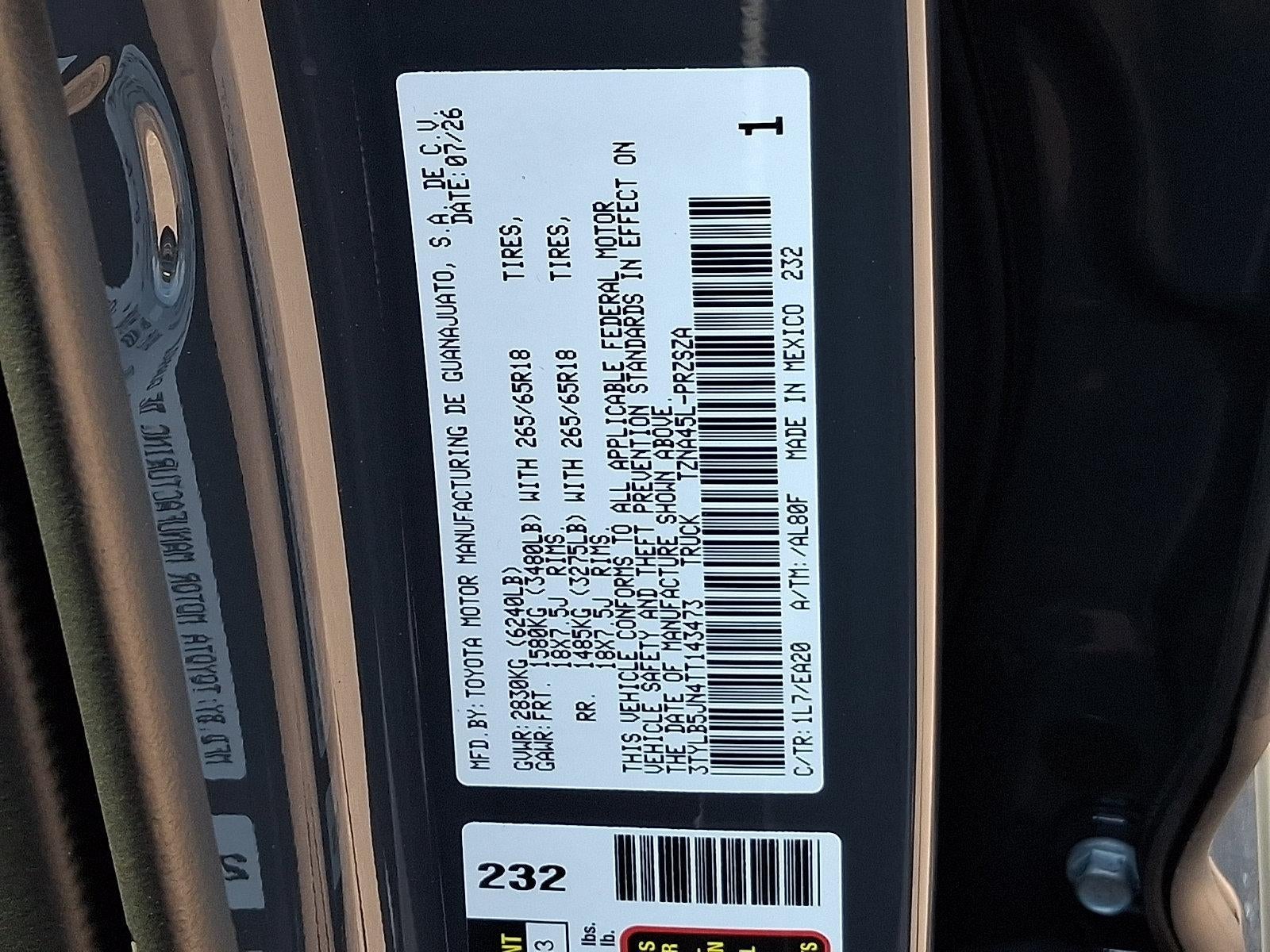 2026 Toyota Tacoma 4WD 4WD TRD Off Road Double Cab 5' Bed AT (Natl)