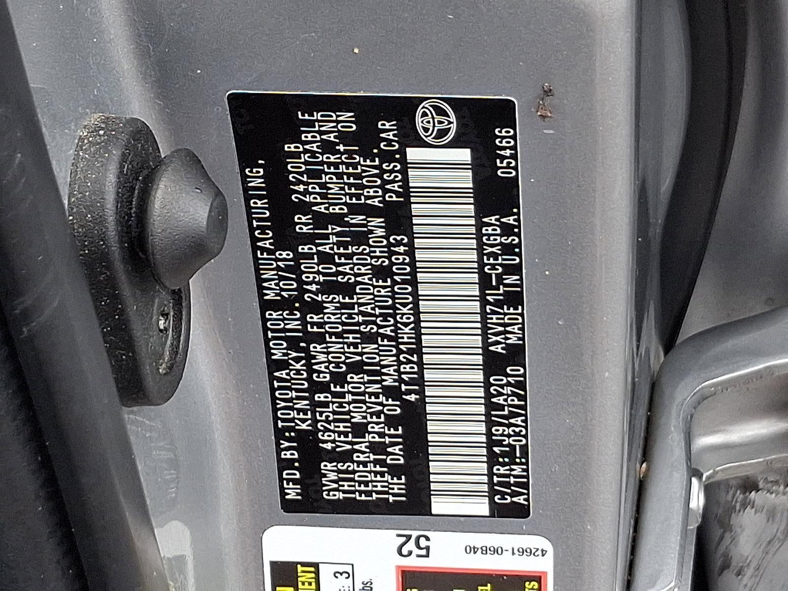 2019 Toyota Camry Hybrid XLE CVT (Natl)