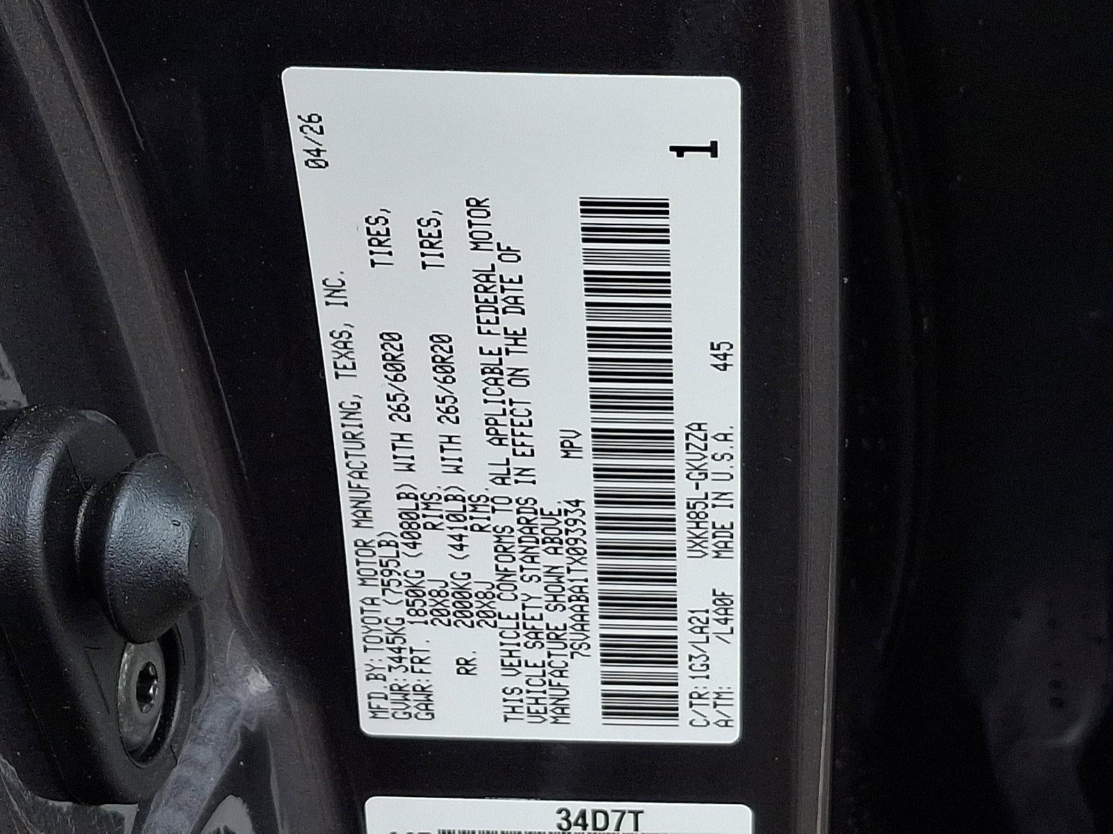 2026 Toyota Sequoia Platinum 4WD (Natl)