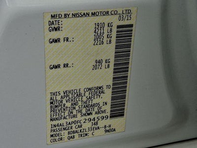 2015 Nissan Altima 4dr Sdn I4 2.5 SV