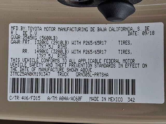 2019 Toyota Tacoma 4WD 4WD TRD Sport Double Cab 5' Bed V6 AT (Natl)