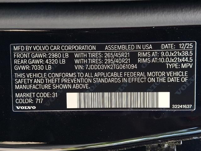 2026 Volvo EX90 Single Motor Plus 7-Seater
