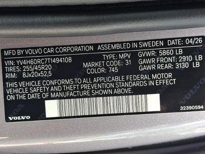 2026 Volvo XC60 Plug-In Hybrid T8 AWD Plus
