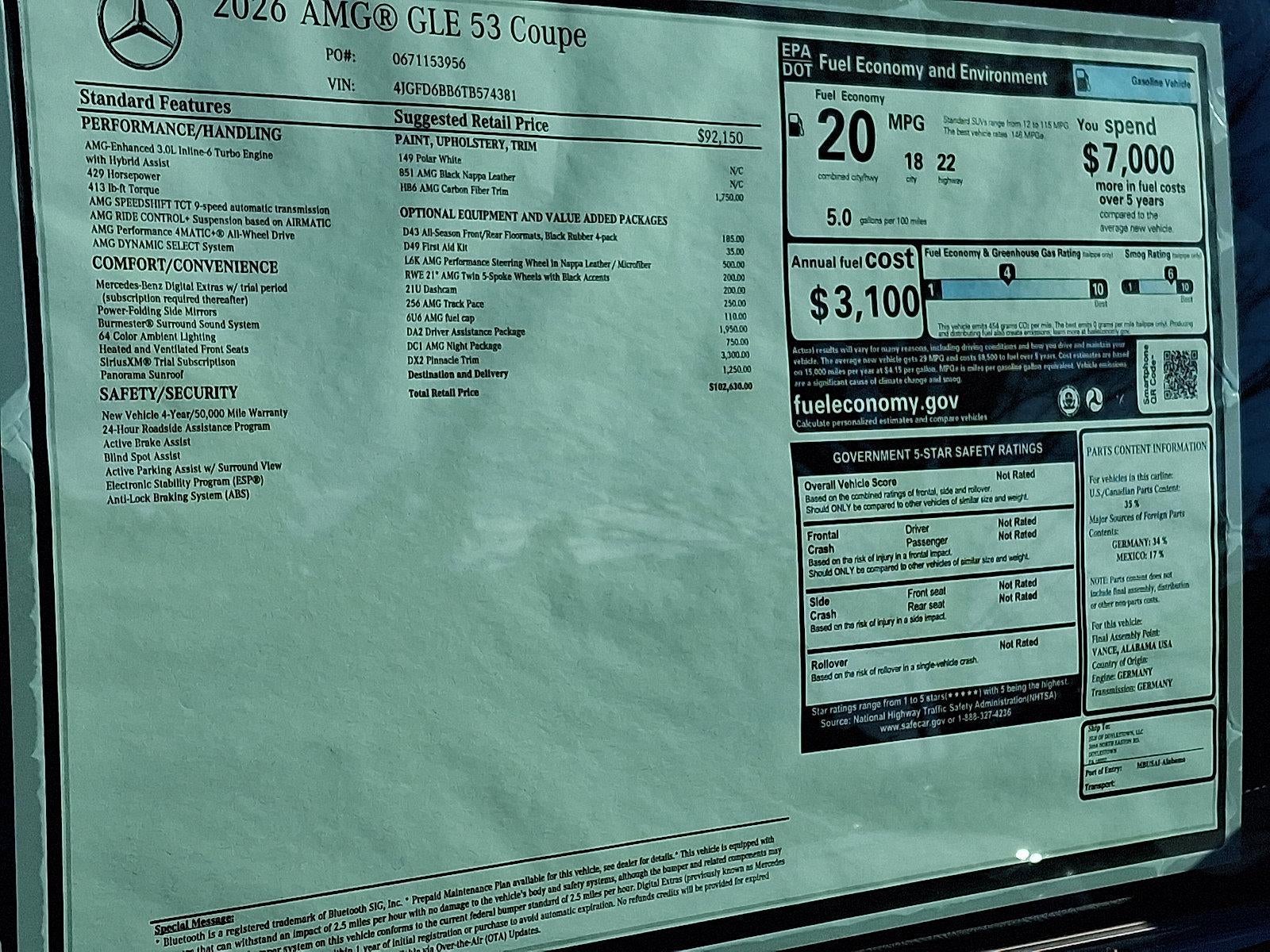 2026 Mercedes-Benz GLE AMG® GLE 53 4MATIC®+ Coupe