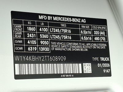 2026 Mercedes-Benz Sprinter Cargo Van 2500 Standard Roof I4 Diesel 144" RWD