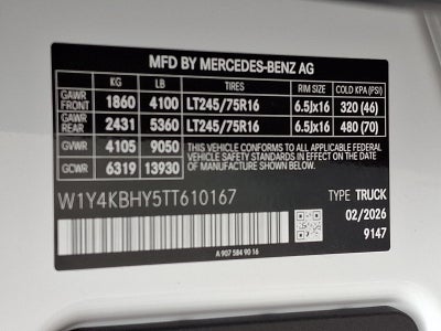 2026 Mercedes-Benz Sprinter Cargo Van 2500 Standard Roof I4 Diesel 144" RWD