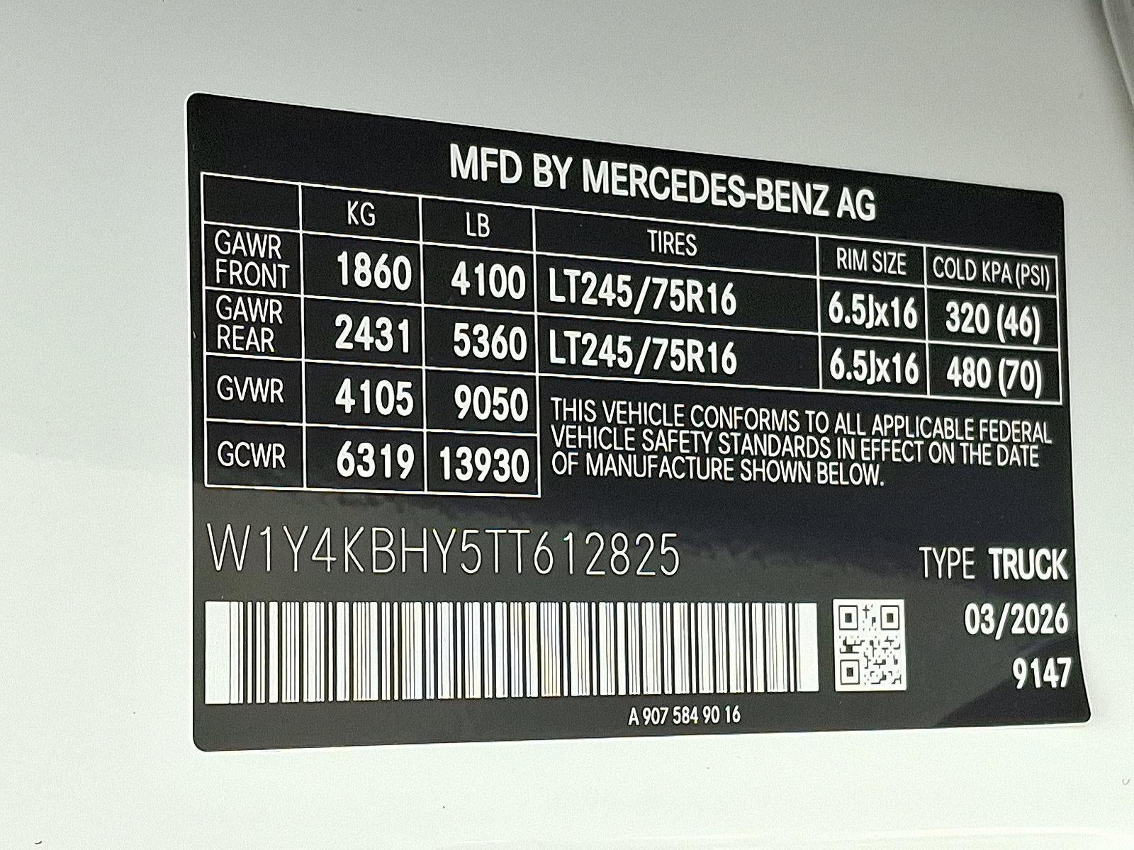 2026 Mercedes-Benz Sprinter Cargo Van 2500 Standard Roof I4 Diesel 144" RWD