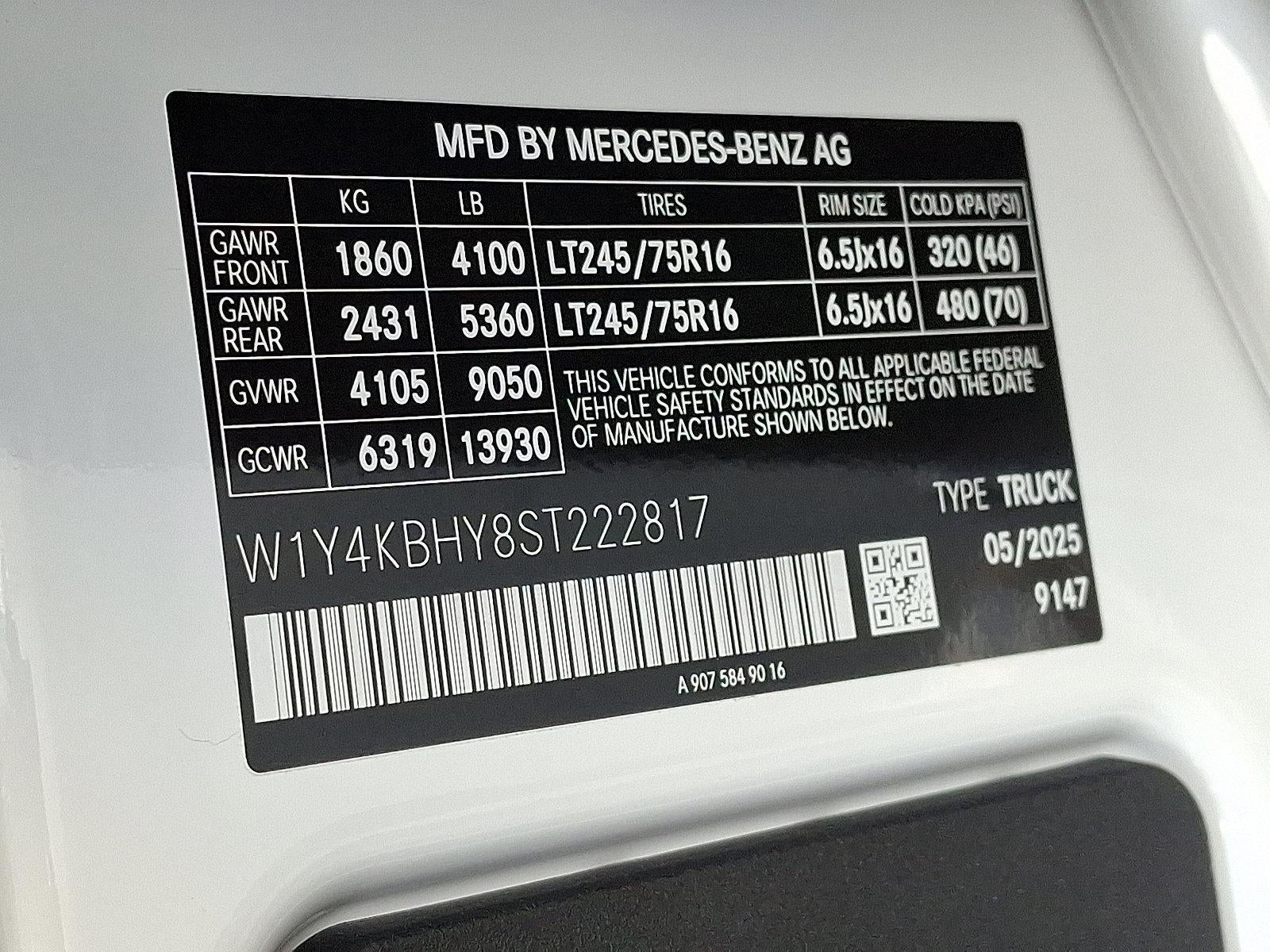 2025 Mercedes-Benz Sprinter Cargo Van 2500 Standard Roof I4 Diesel 144" RWD