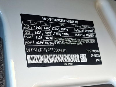 2026 Mercedes-Benz Sprinter Cargo Van 2500 Standard Roof I4 Diesel 144" RWD