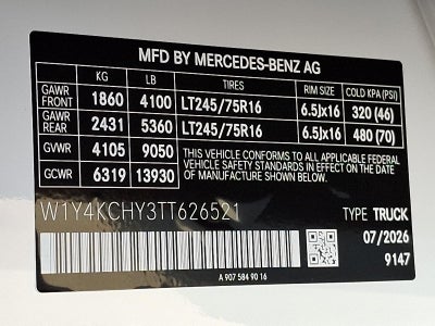 2026 Mercedes-Benz Sprinter Cargo Van 2500 High Roof I4 Diesel 170" RWD