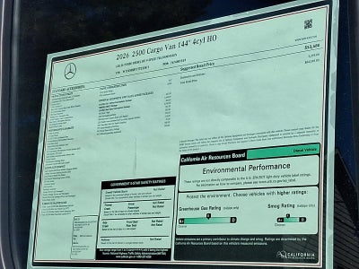 2026 Mercedes-Benz Sprinter Cargo Van 2500 Standard Roof I4 Diesel HO 144" RWD