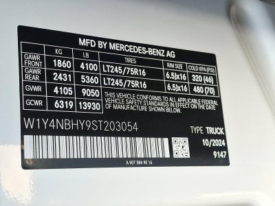 2025 Mercedes-Benz Sprinter Cargo Van 2500 Standard Roof I4 Diesel HO 144" RWD