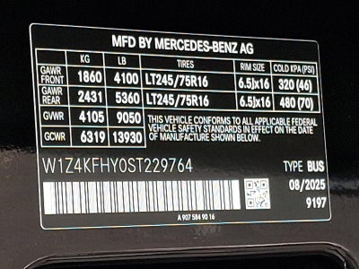 2025 Mercedes-Benz Sprinter Passenger Van 2500 Standard Roof I4 Diesel 144" RWD
