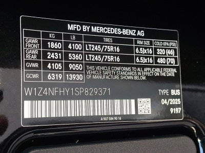 2025 Mercedes-Benz Sprinter Passenger Van 2500 Standard Roof I4 Diesel HO 144" RWD