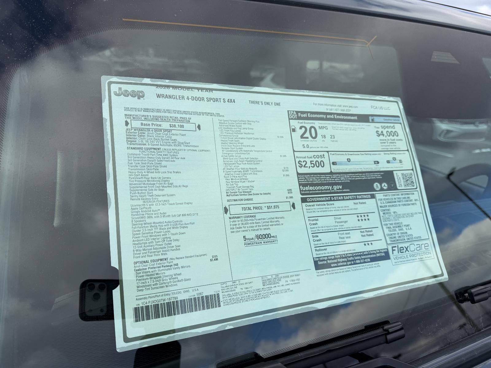 2026 Jeep Wrangler Sport S 4 Door 4x4