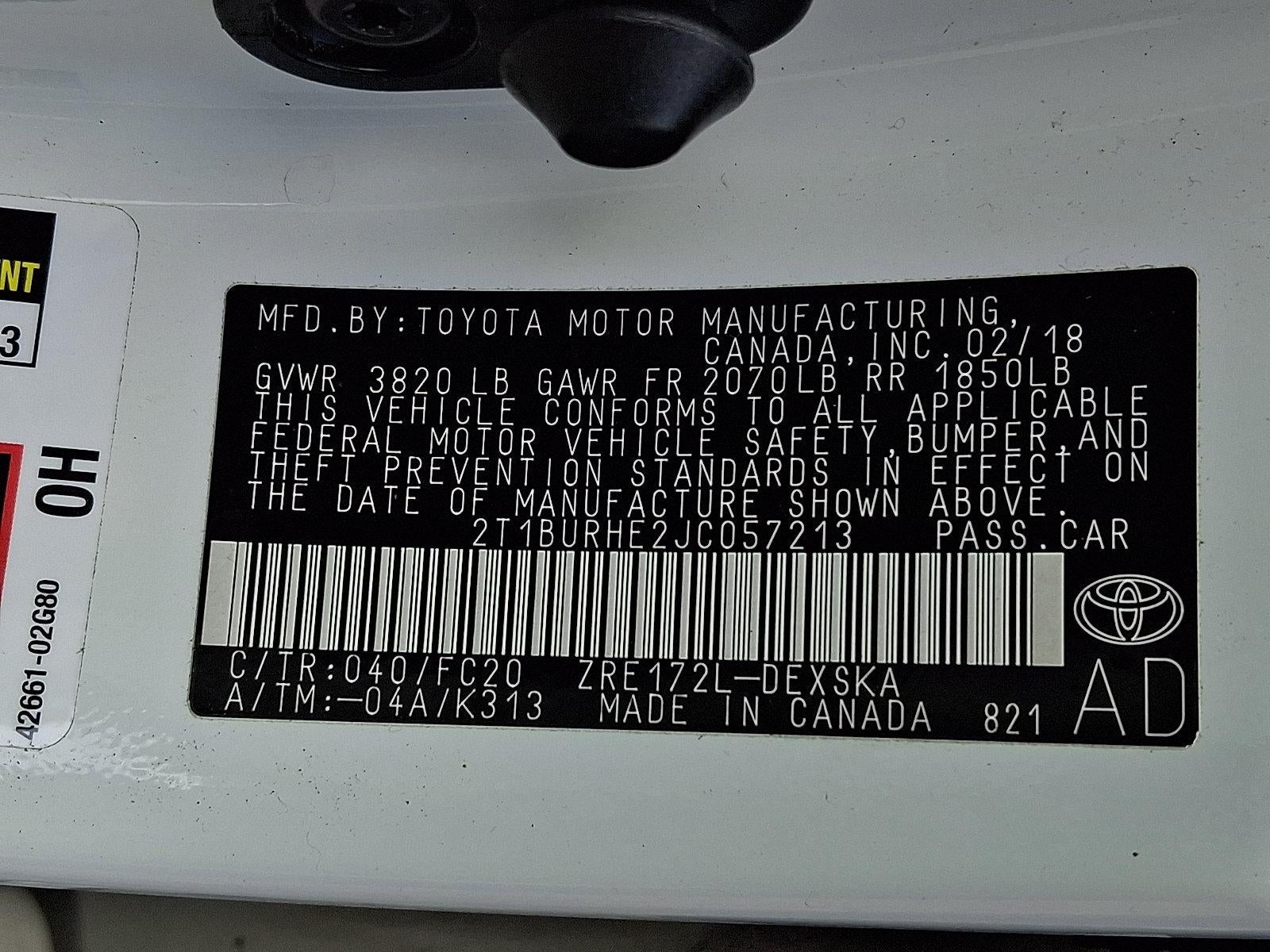 2018 Toyota Corolla SE CVT (Natl)