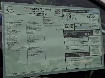 2027 Nissan Frontier King Cab 4x4 S