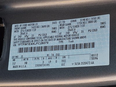 2020 Ford F-150 LARIAT 4WD SuperCrew 5.5' Box