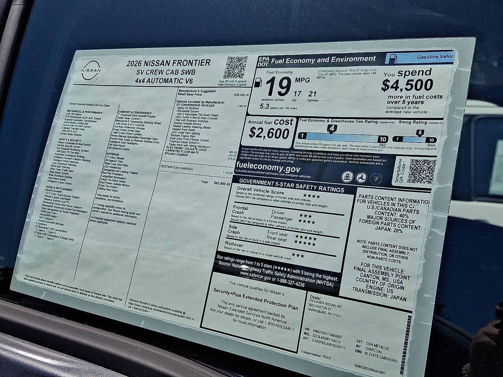 2026 Nissan Frontier Crew Cab SV