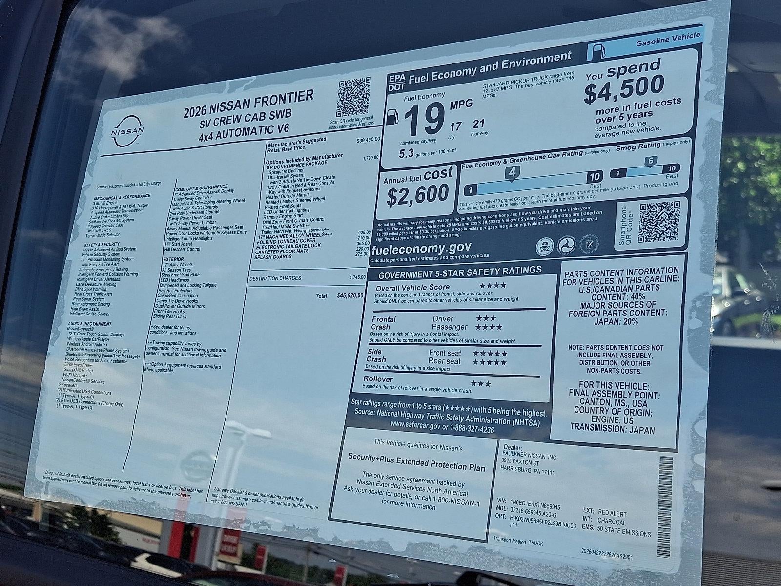 2026 Nissan Frontier Crew Cab SV