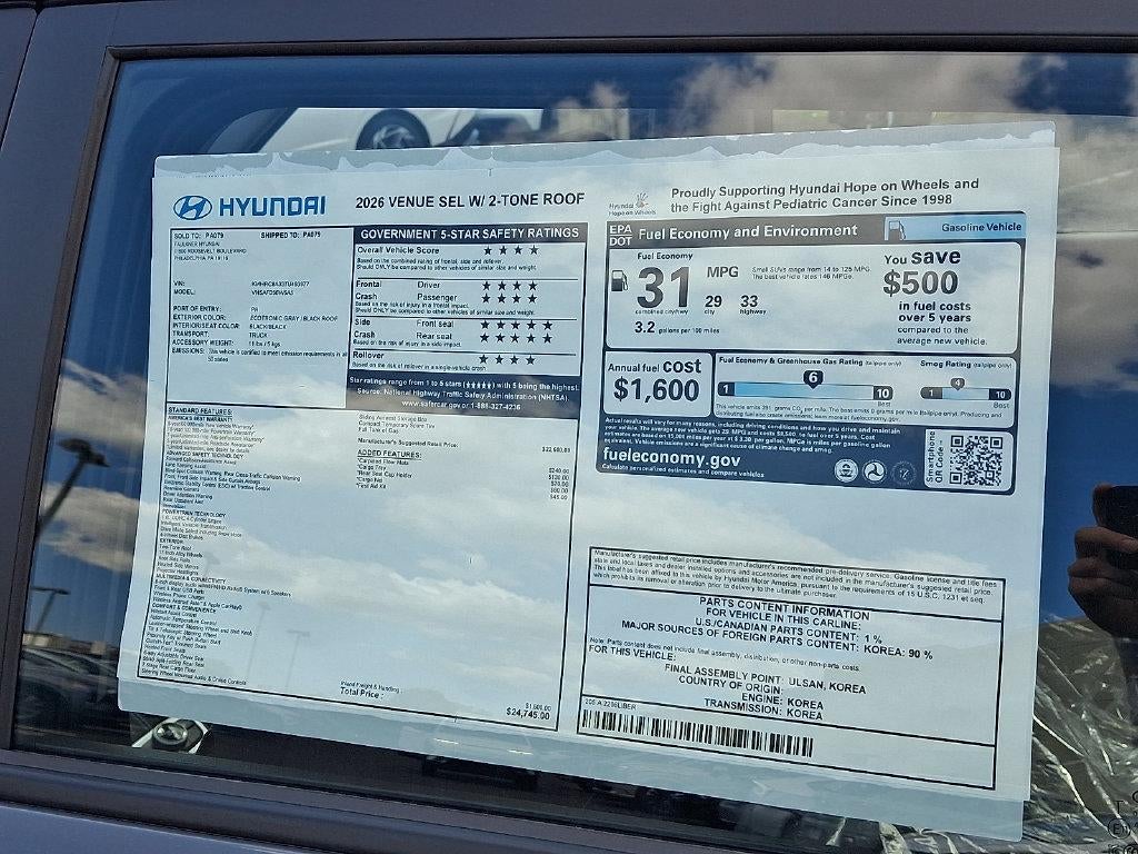 2026 Hyundai VENUE SEL w/Two-Tone Roof