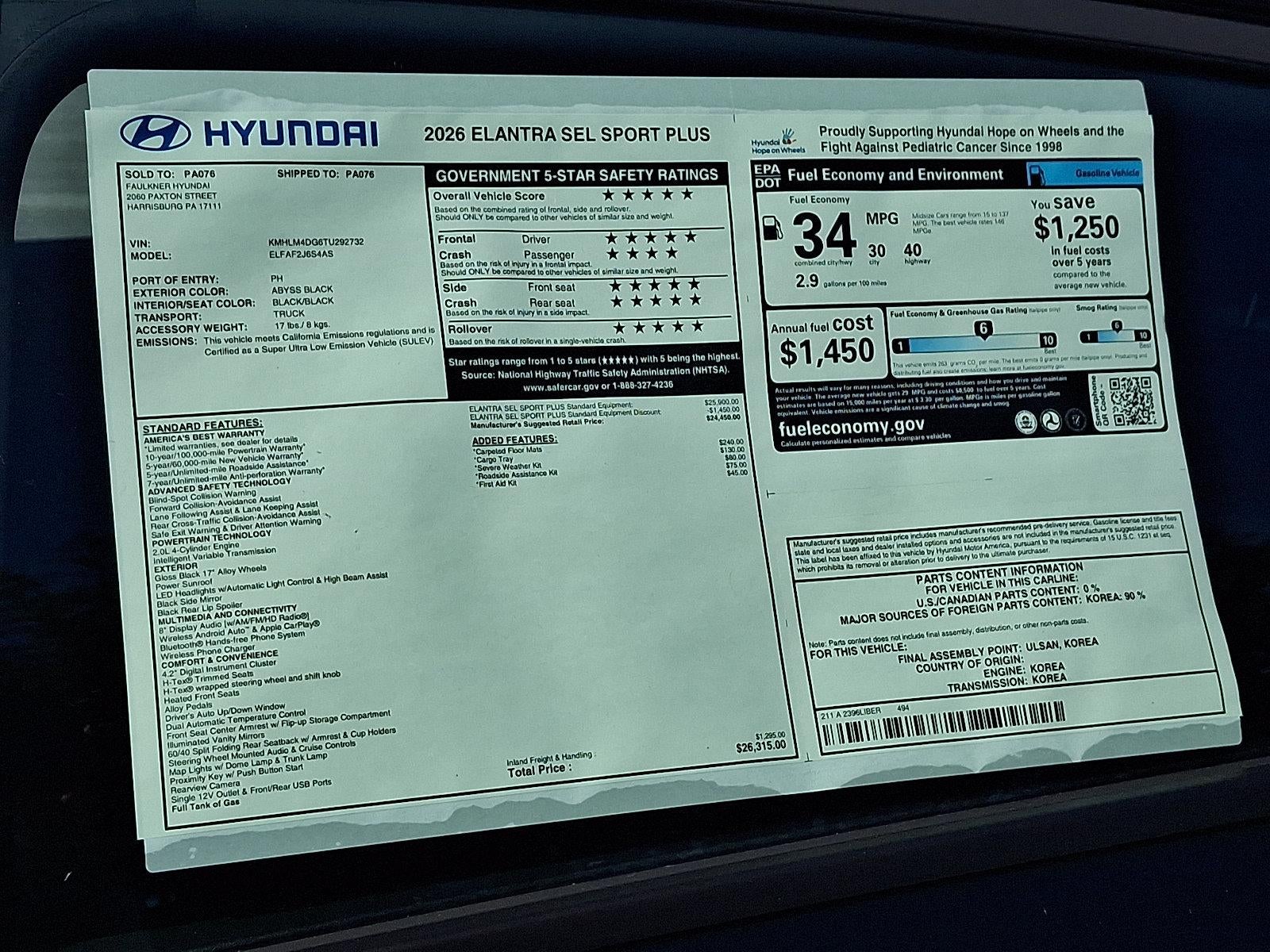 2026 Hyundai ELANTRA SEL Sport Plus