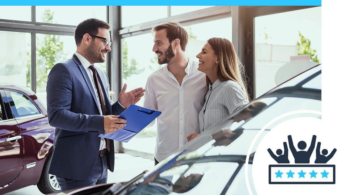 Sales representative attending customers