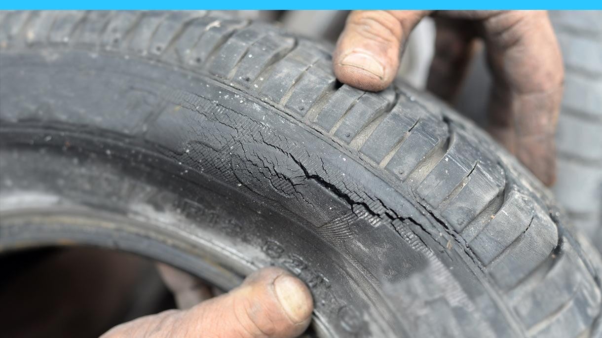 an old tire with cracked rubber walls