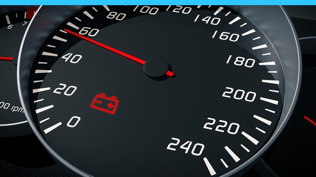Speedometer with a check battery icon