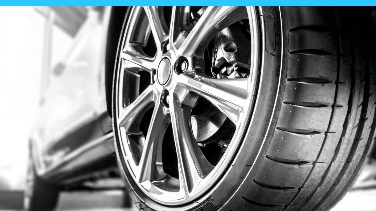 close up of New tires on a car