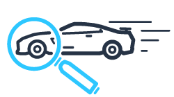 graphic of a magnifying glass over a vehicle